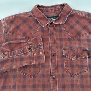 Cody James FR Shirt Men Large Pearl Snap Plaid Cowboy Rodeo Flame Resistant 2112